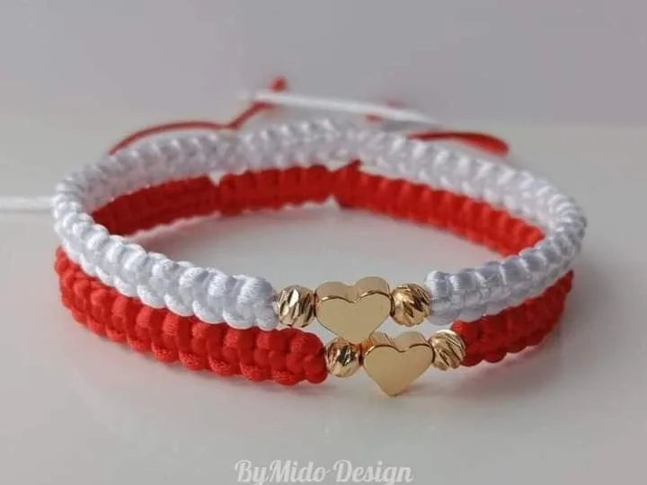 Pulseras corazón tejidas