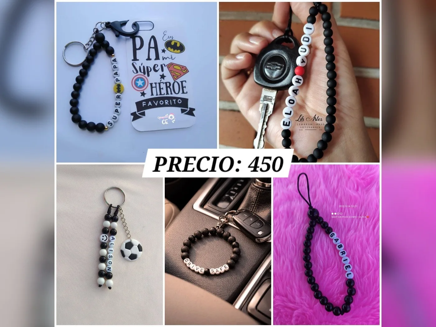Llaveros de hombre con perlas negras