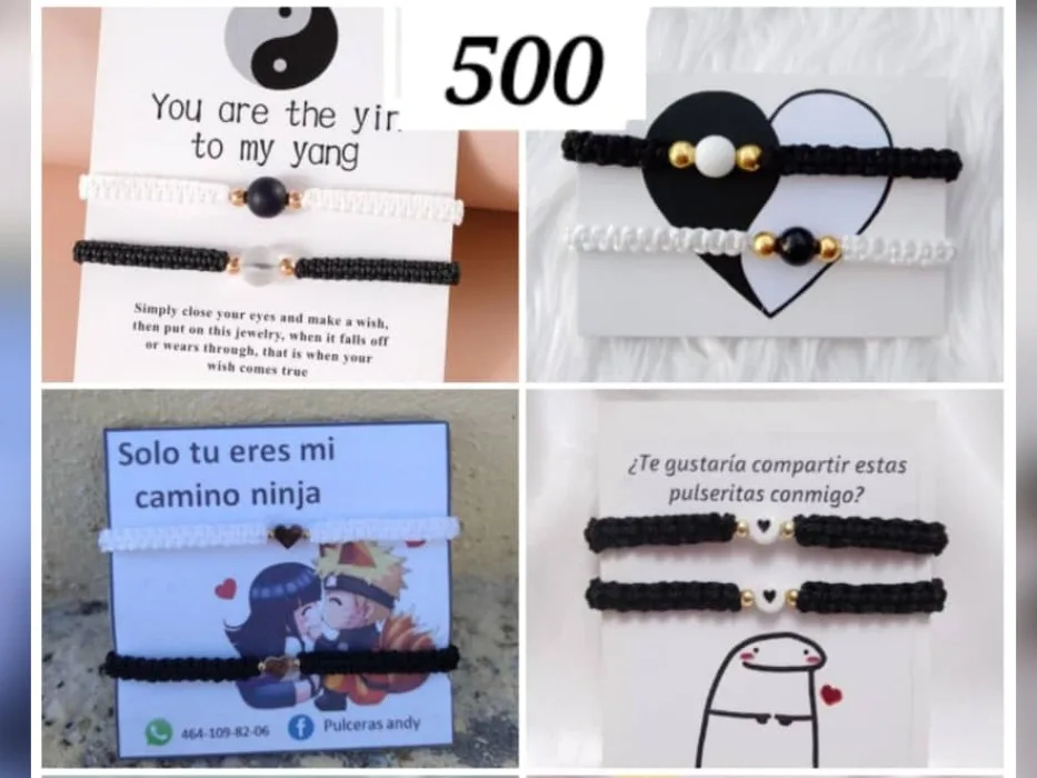 Pulseras tejidas blanco y negro