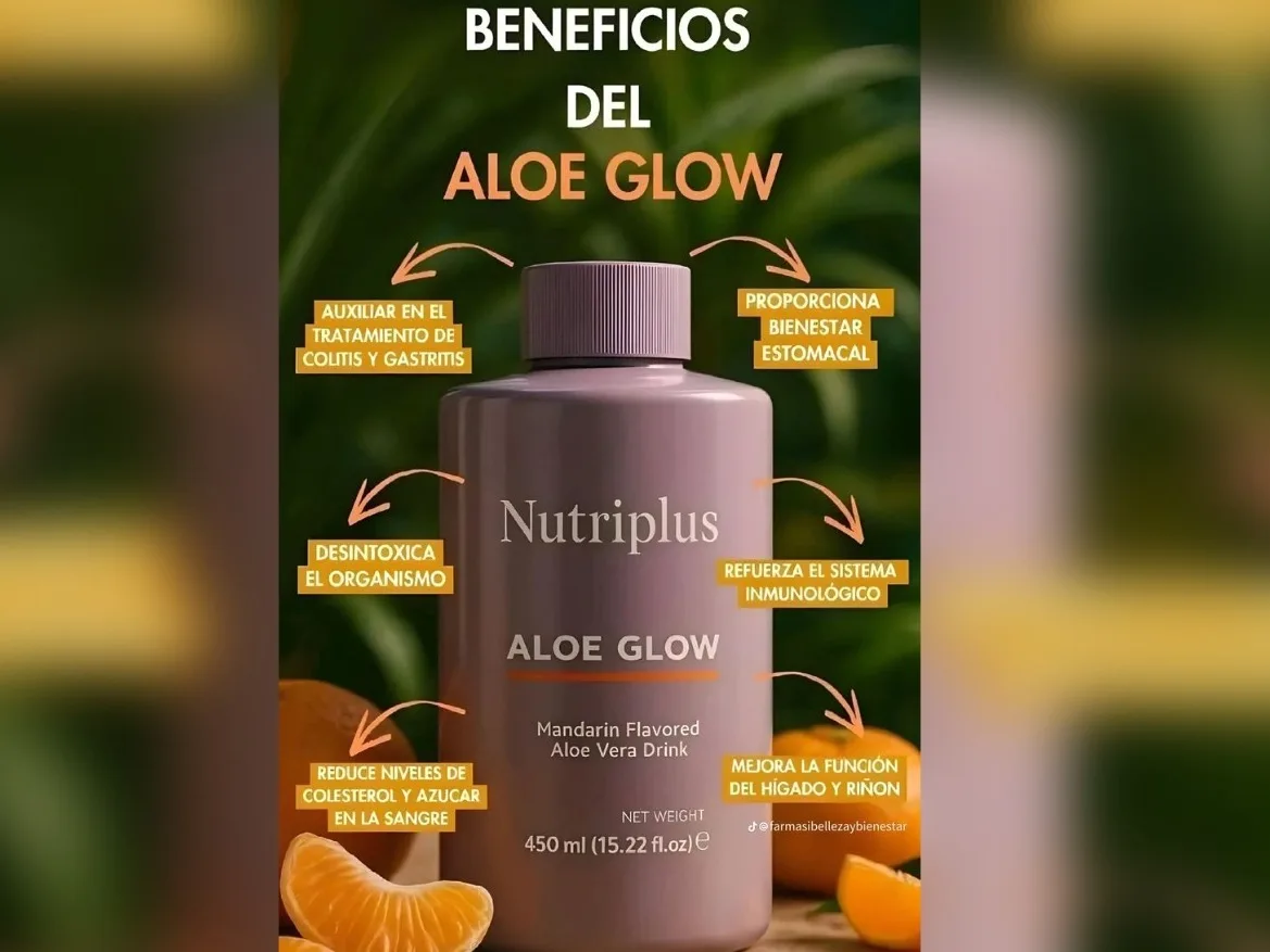 ALOE GLOW (sabor mandarina🍊) 450ml, 30 servicios
